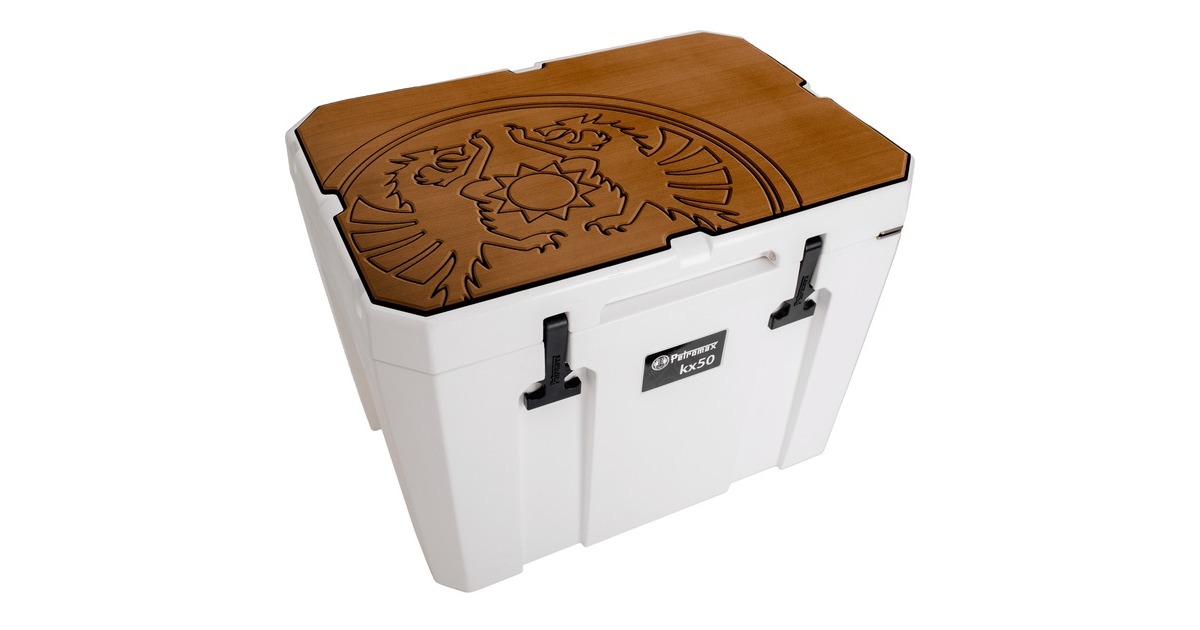 Petromax Haft-Auflage für Petromax Kühlbox kx50, Abdeckung(braun, mit Drachenlogo)