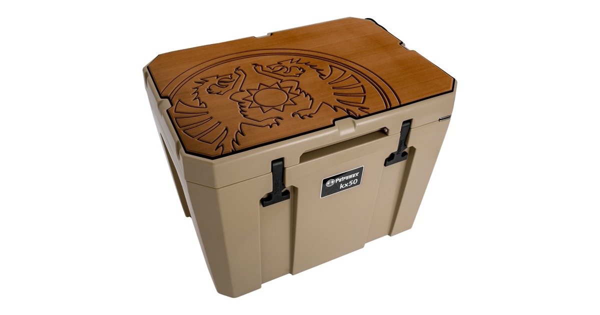 Petromax Haft-Auflage für Petromax Kühlbox kx50, Abdeckung(braun, mit Drachenlogo)