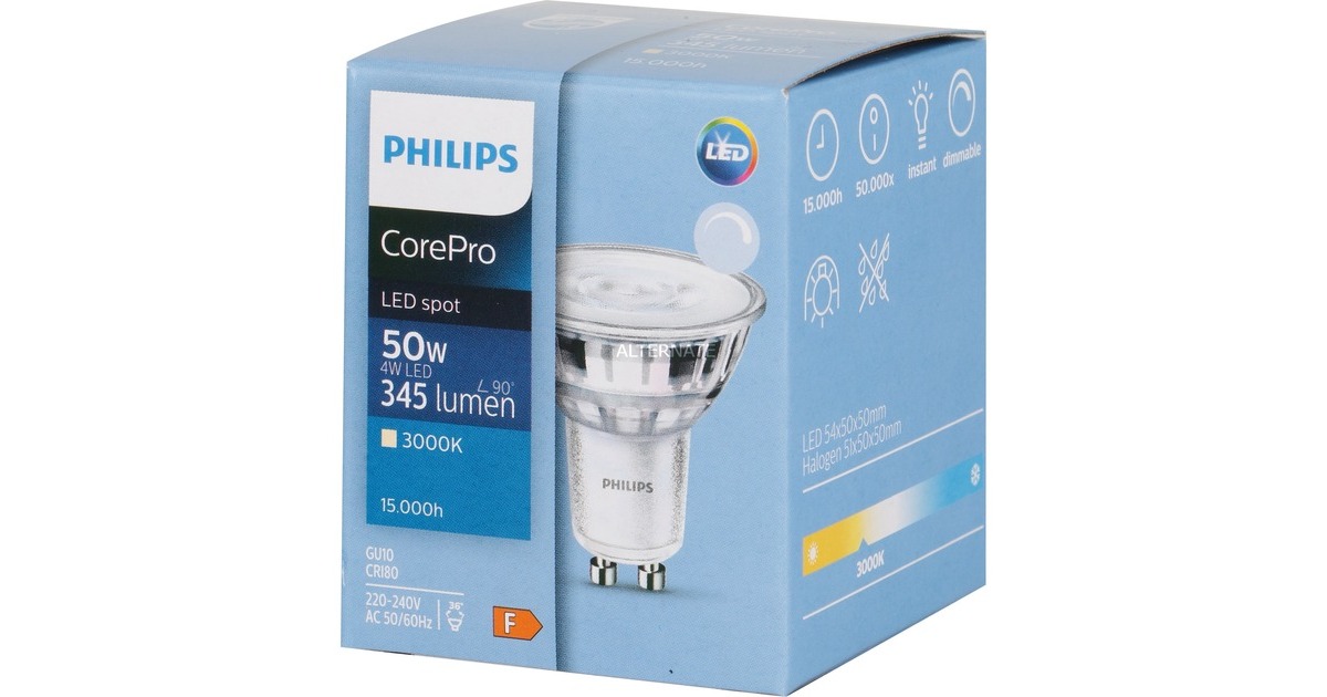 Philips CorePro LEDspot 4-50W GU10 830 36D DIM, LED-Lampe(ersetzt 50 Watt)