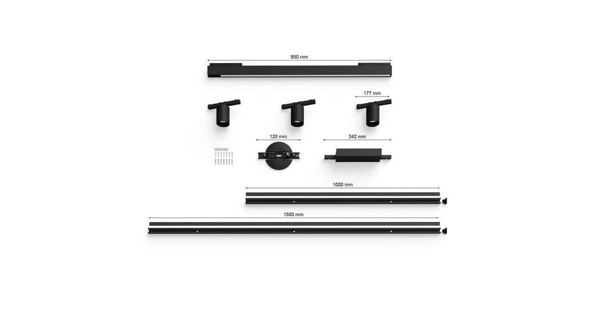Philips Hue Perifo Basis-Set für die Decke (gerade, 3 Spots, 1 Lightbar), Leuchte(schwarz)
