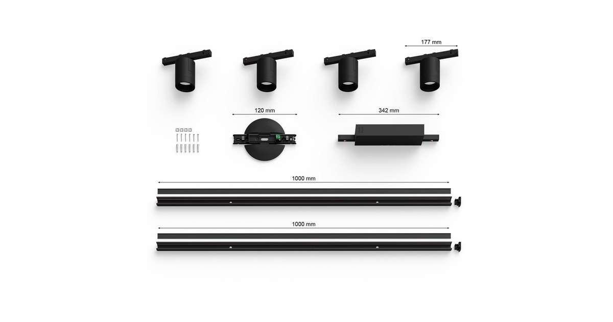 Philips Hue Perifo Basis-Set für die Decke (gerade, 4 Spots), Leuchte(schwarz)