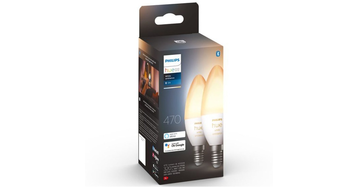 Philips Hue White Ambiance E14, LED-Lampe(Doppelpack, ersetzt 25 Watt)