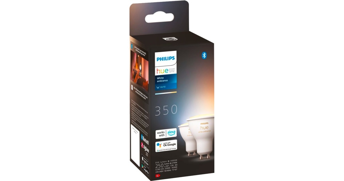 Philips Hue White Ambiance GU10, LED-Lampe(Doppelpack, ersetzt 35 Watt)