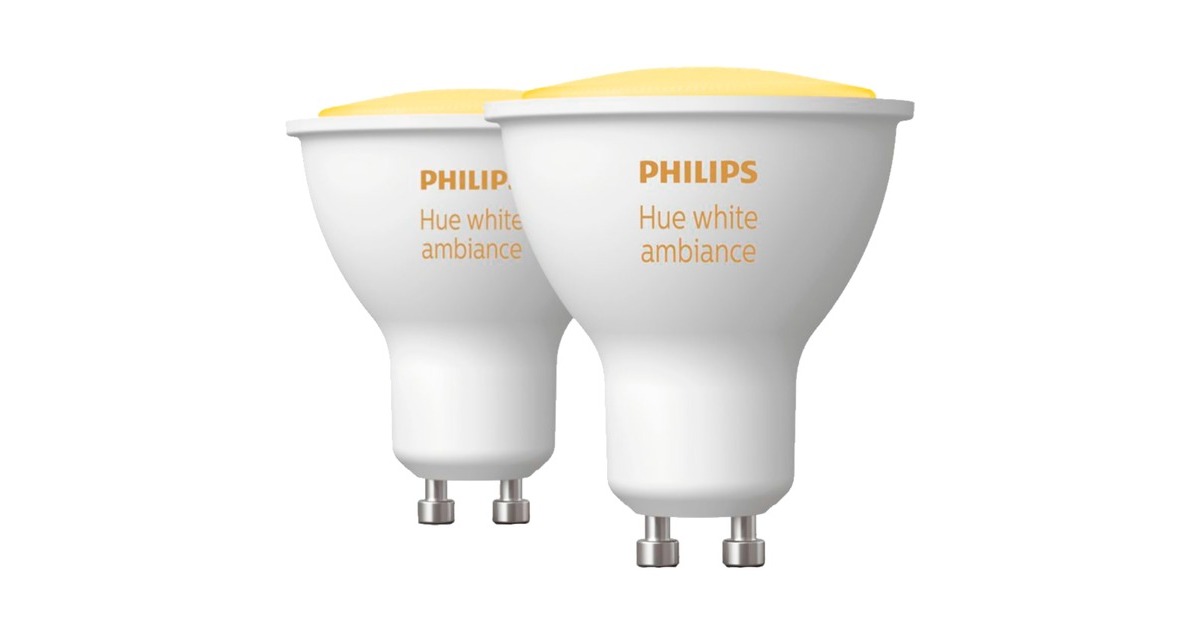 Philips Hue White Ambiance GU10 + Bridge, LED-Lampe(Doppelpack, ersetzt 35 Watt, inkl. Hue Bridge)