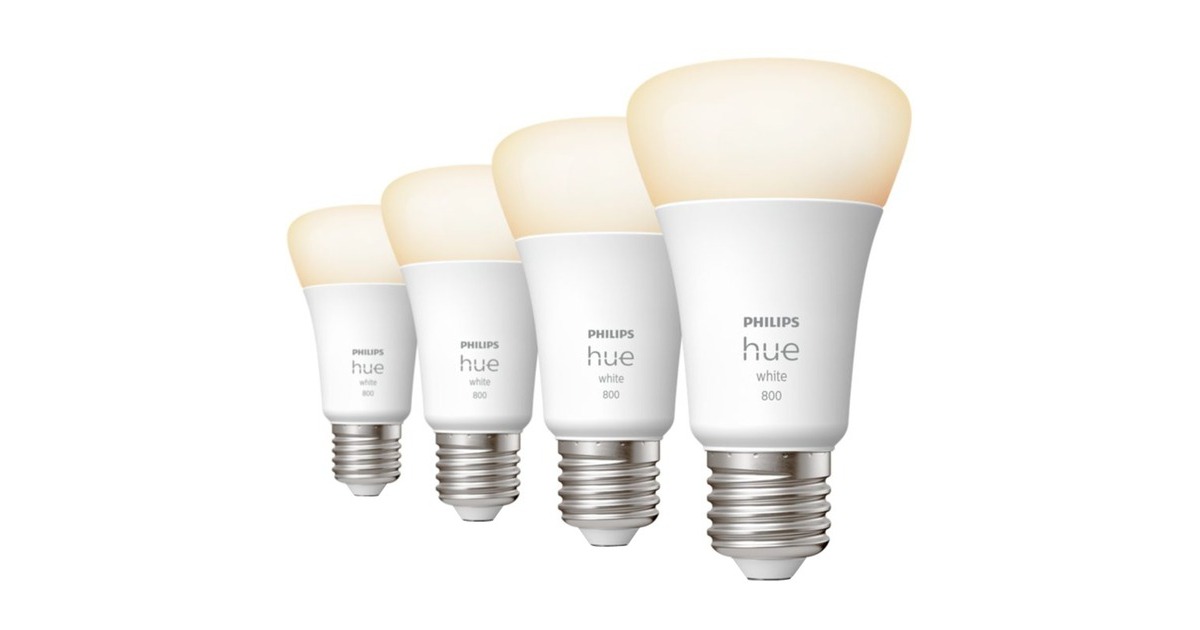 Philips Hue White E27, LED-Lampe(Viererpack, ersetzt 60 Watt)