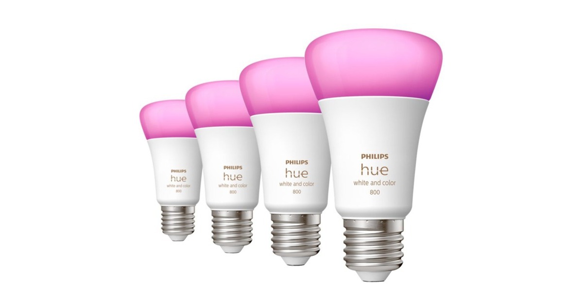 Philips Hue White & Color Ambiance E27, LED-Lampe(Viererpack, ersetzt 60 Watt)