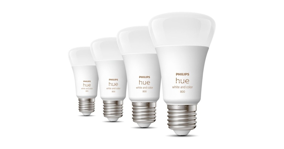 Philips Hue White & Color Ambiance E27, LED-Lampe(Viererpack, ersetzt 60 Watt)