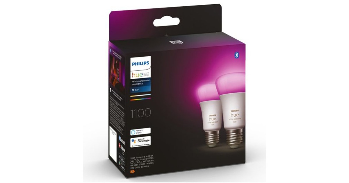 Philips Hue White & Color Ambiance E27, LED-Lampe(Doppelpack, ersetzt 75 Watt)
