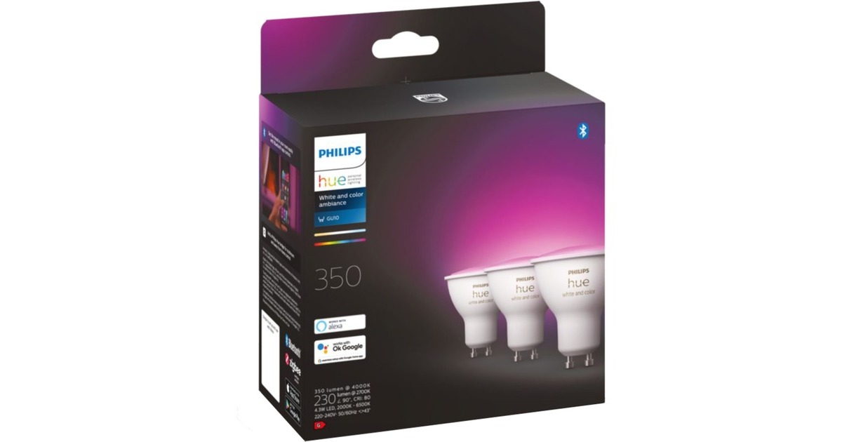 Philips Hue White & Color Ambiance GU10, LED-Lampe(Dreierpack, ersetzt 35 Watt)