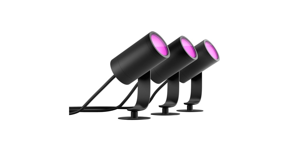 Philips Hue White & Color Ambiance Lily Gartenspot, LED-Leuchte(schwarz, 3 Stück, Basis-Set)