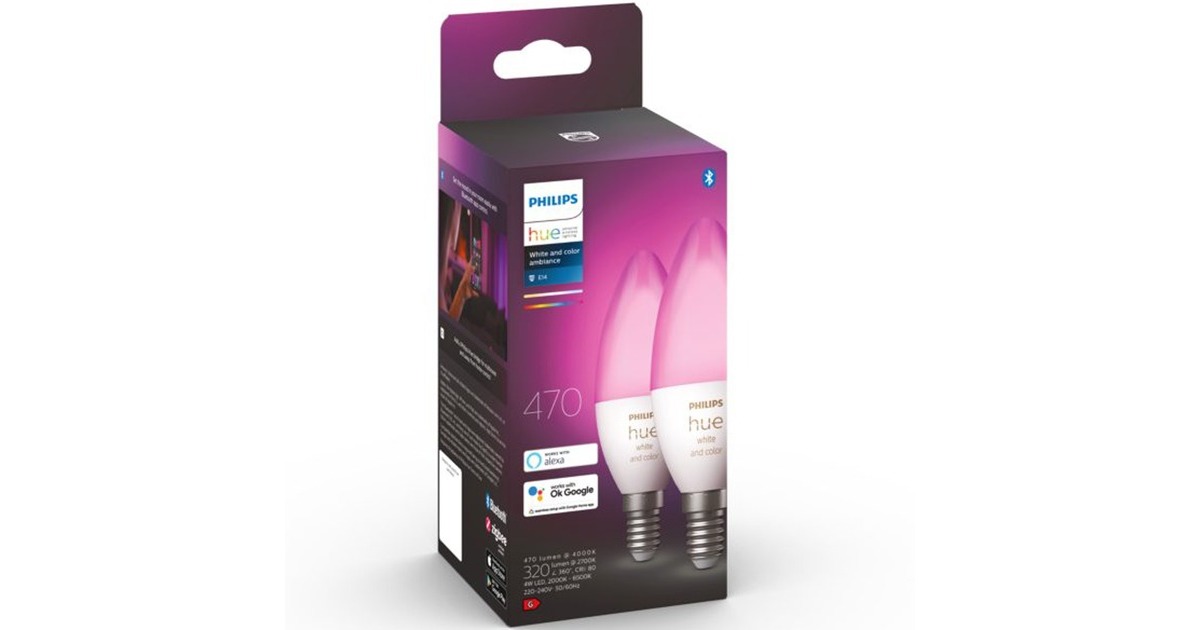 Philips Hue White & Color E14, LED-Lampe(Doppelpack, ersetzt 25 Watt)