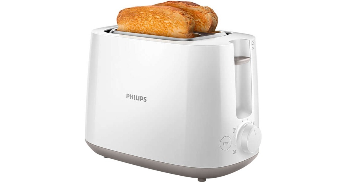 Philips Toaster Daily Collection HD2581/00(weiß, 900 Watt, für 2 Scheiben Toast)