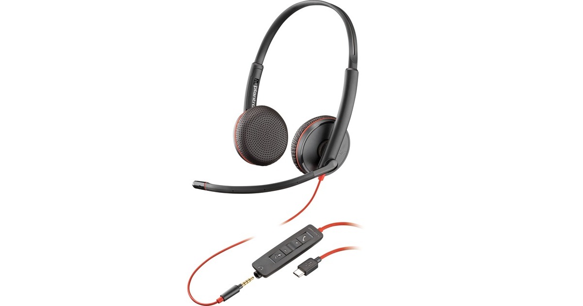 Plantronics Blackwire 3225 duo, Headset(schwarz, Klinke, USB-C)