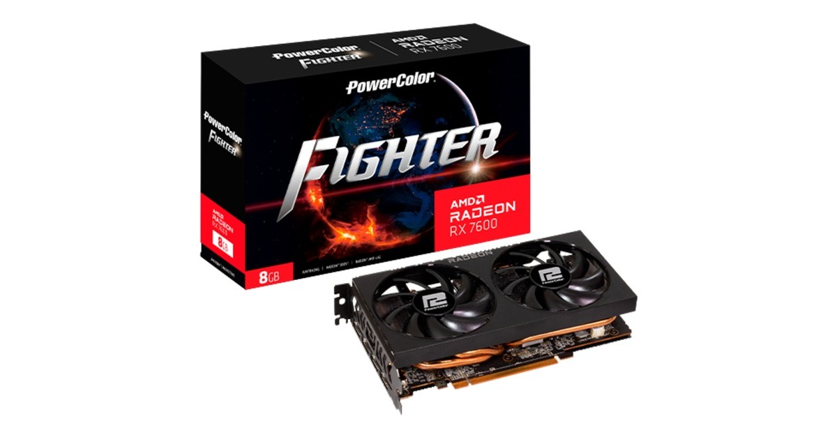 PowerColor Radeon RX 7600 Fighter 8GB, Grafikkarte(RDNA 3, GDDR6, 3x DisplayPort, 1x HDMI 2.1) PowerColor Radeon RX 7600 Fighter 8GB, Grafikkarte(RDNA 3, GDDR6, 3x DisplayPort, 1x HDMI 2.1)