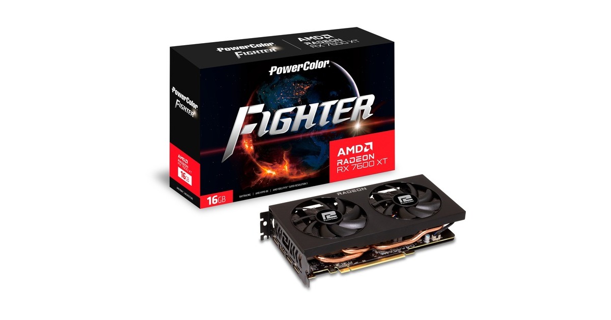 PowerColor Radeon RX 7600 XT Fighter 16GB, Grafikkarte(RDNA 3, GDDR6, 3x DisplayPort, 1x HDMI 2.1) PowerColor Radeon RX 7600 XT Fighter 16GB, Grafikkarte(RDNA 3, GDDR6, 3x DisplayPort, 1x HDMI 2.1)