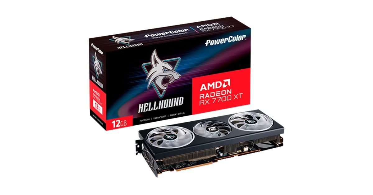 PowerColor Radeon RX 7700 XT Hellhound 12GB OC, Grafikkarte(RDNA 3, GDDR6, 1x DisplayPort, 3x HDMI 2.1) PowerColor Radeon RX 7700 XT Hellhound 12GB OC, Grafikkarte(RDNA 3, GDDR6, 1x DisplayPort, 3x HDMI 2.1)