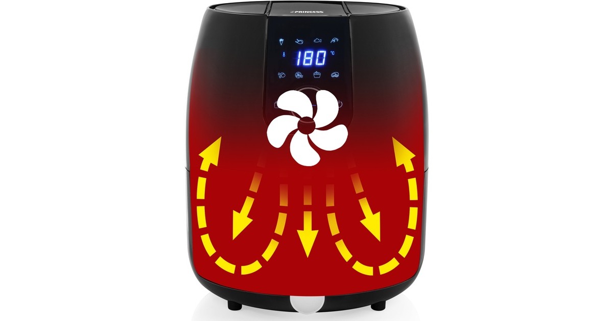 Princess Digital Aerofryer XXL 182025 , Heißluftfritteuse(schwarz/silber)