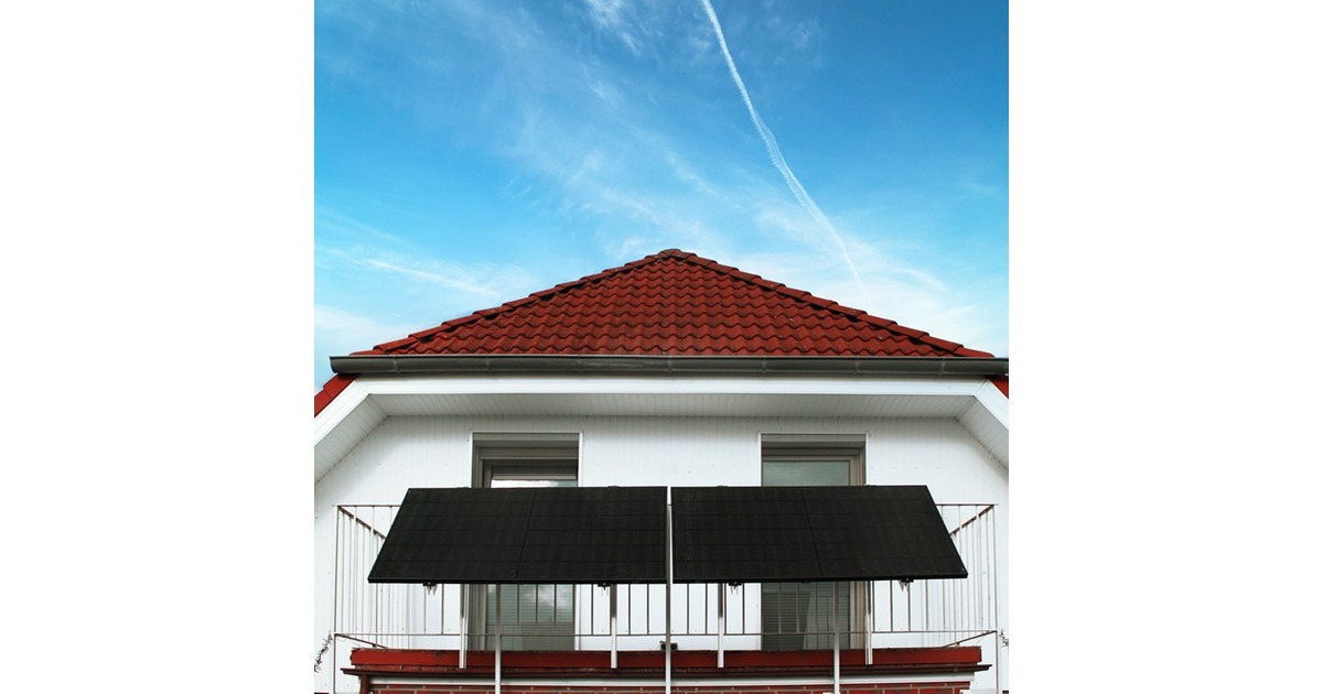 Priwatt Balkonkraftwerk priBalcony 45° Duo, 750 Watt, 0%(0% MWST, 2x 375W, für Gitterbalkon)