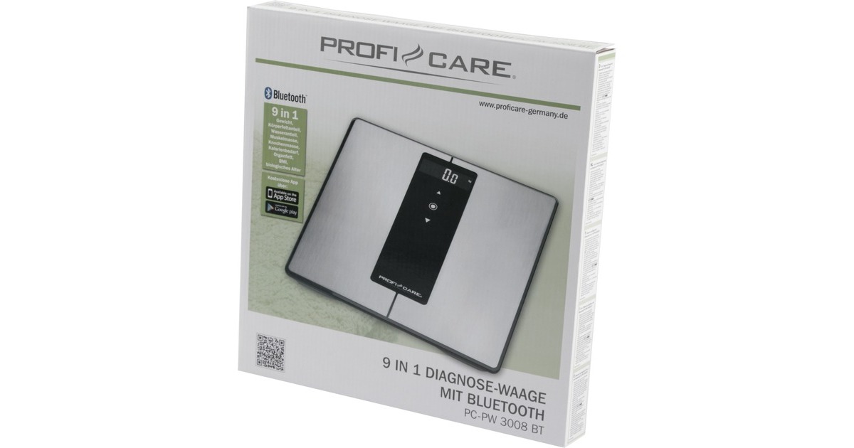 ProfiCare 9 in 1 Diagnose-Waage PC-PW 3008 BT(edelstahl/schwarz, mit Bluetooth)