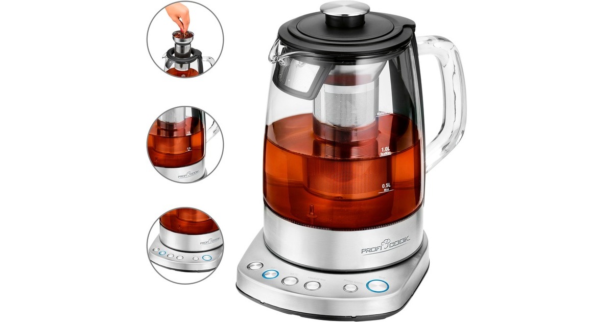 ProfiCook 2 in 1 – Tee- und Wasserkocher PC-WKS 1167 G WIFI(edelstahl/schwarz, 1,5 Liter)
