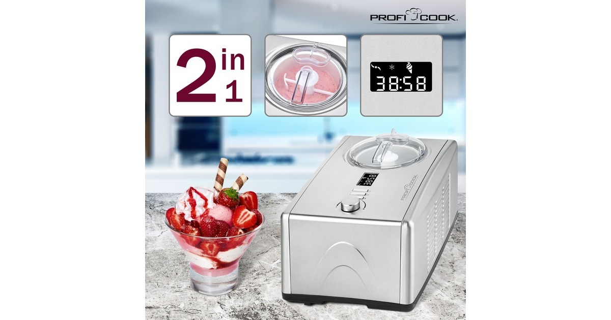 ProfiCook 2in1 - Eiscremeautomat und Joghurtmaker PC-ICM 1091 N, Eismaschine(edelstahl)
