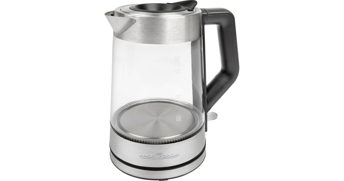 ProfiCook Glas-Wasserkocher PC-WKS 1190 G(inox/schwarz, 1,7 Liter)