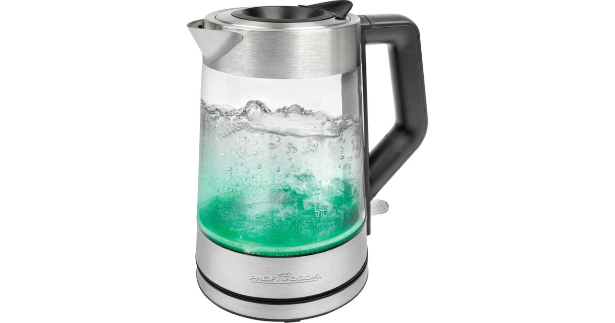 ProfiCook Glas-Wasserkocher PC-WKS 1190 G(inox/schwarz, 1,7 Liter)