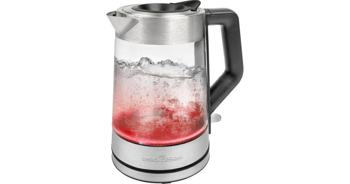 ProfiCook Glas-Wasserkocher PC-WKS 1190 G(inox/schwarz, 1,7 Liter)
