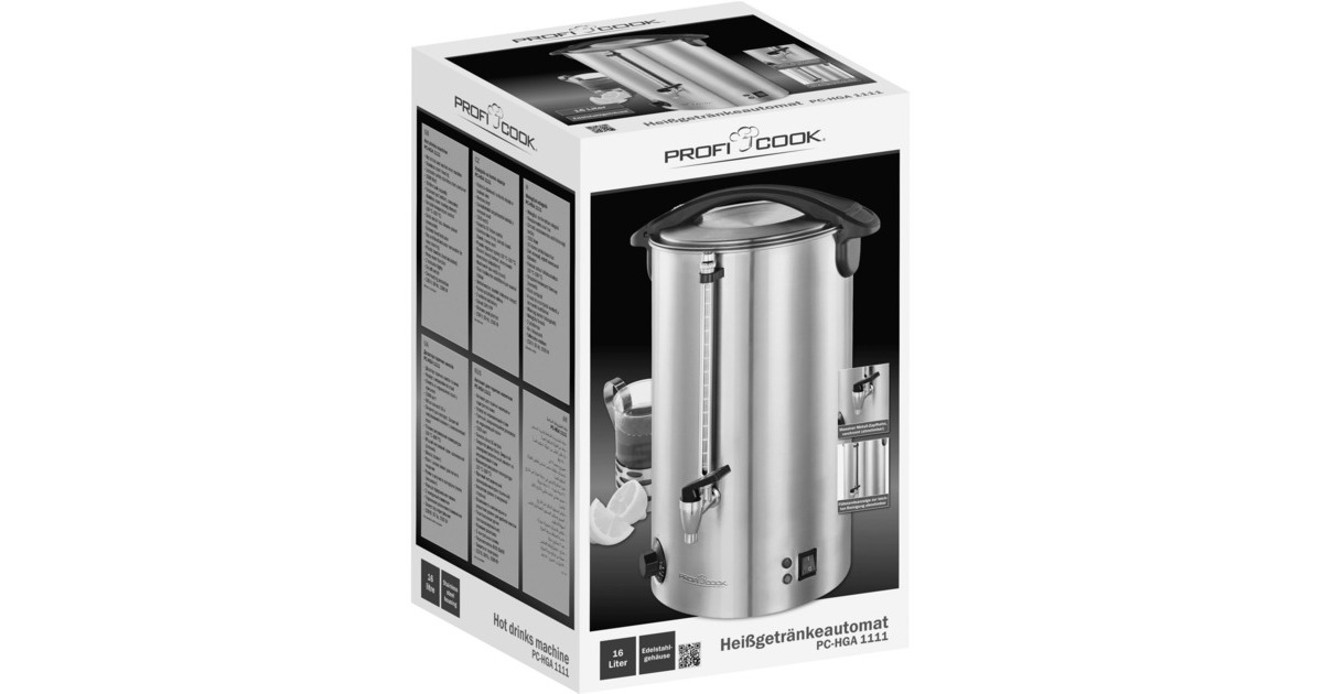ProfiCook Heißgetränke- / Glühweinautomat PC-SV 1111, Einkochautomat(edelstahl/schwarz, 16 Liter)
