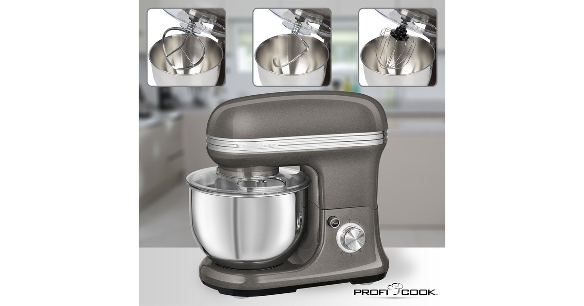 ProfiCook Knetmaschine Vintage PC-KM 1197, Küchenmaschine(anthrazit/edelstahl, 1.200 Watt)