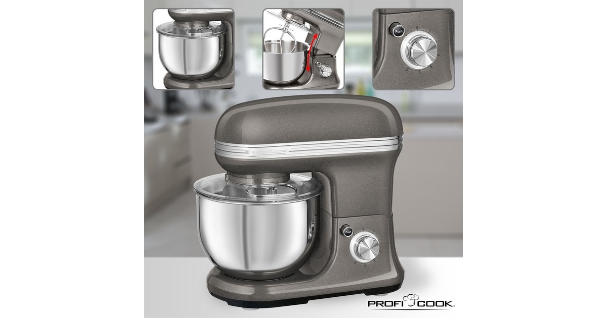 ProfiCook Knetmaschine Vintage PC-KM 1197, Küchenmaschine(anthrazit/edelstahl, 1.200 Watt)