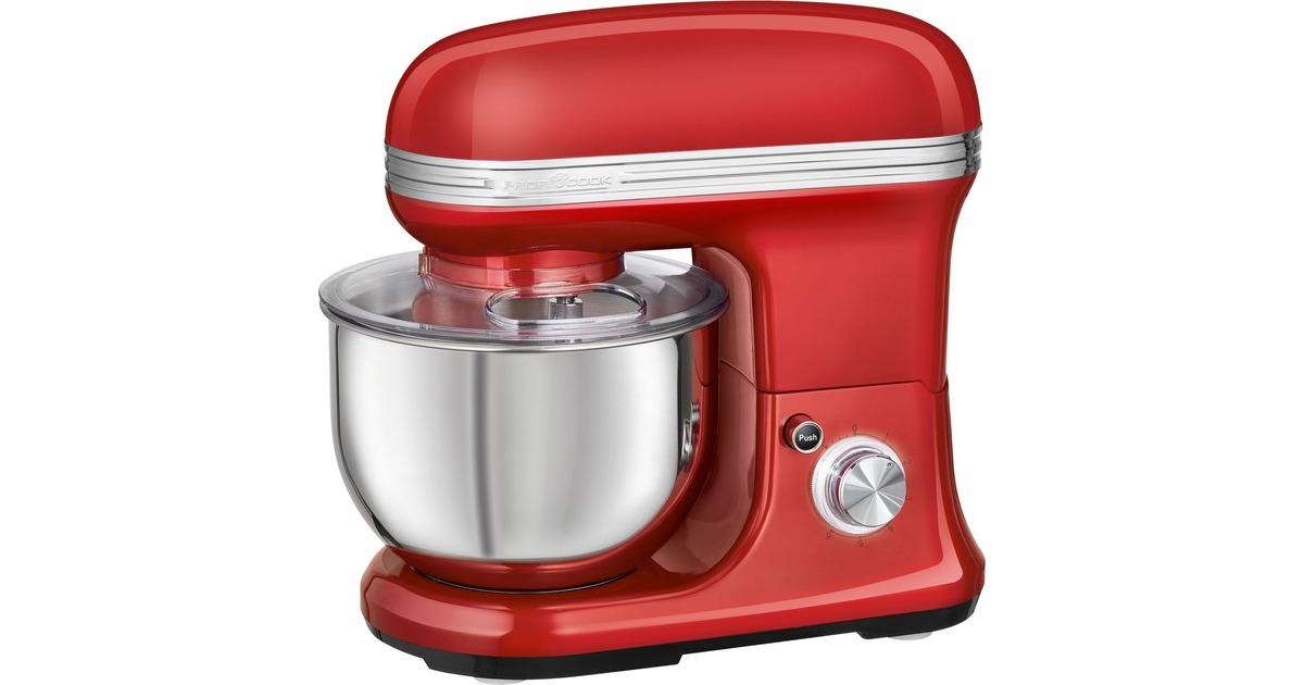 ProfiCook Knetmaschine Vintage PC-KM 1197, Küchenmaschine(rot/edelstahl, 1.200 Watt)