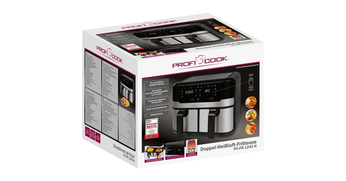 ProfiCook PC-FR 1242 H, Heißluftfritteuse(schwarz/edelstahl)