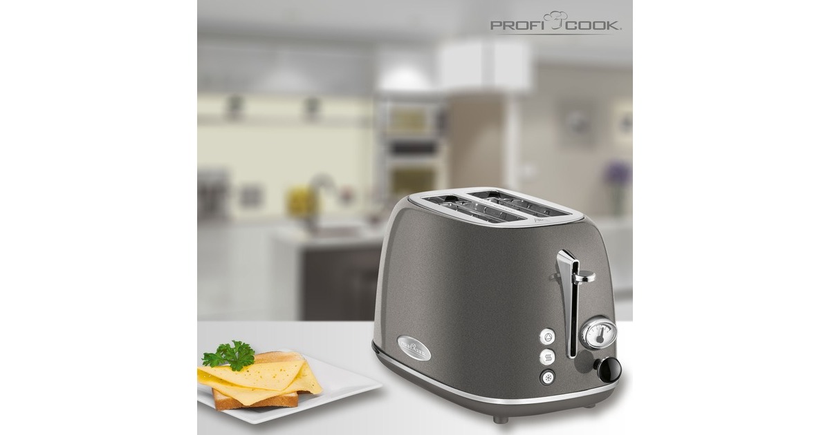 ProfiCook Toaster Vintage PC-TA 1193(anthrazit/chrom, 815 Watt, für 2 Scheiben Toast)