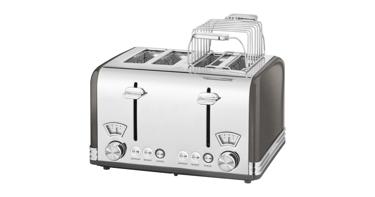 ProfiCook Toaster Vintage PC-TA 1194(anthrazit/chrom, 1.630 Watt, für 4 Scheiben Toast)