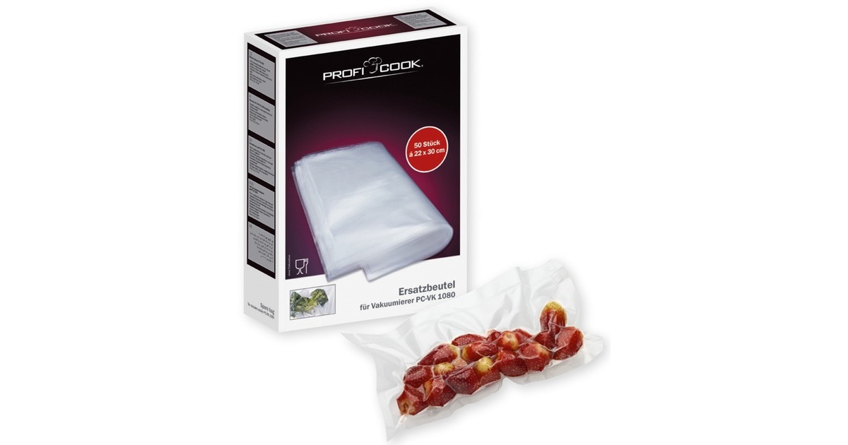 ProfiCook Vakuumierbeutel 22cm x 30cm, 50 Stück, Vakuumier-Folien(transparent)