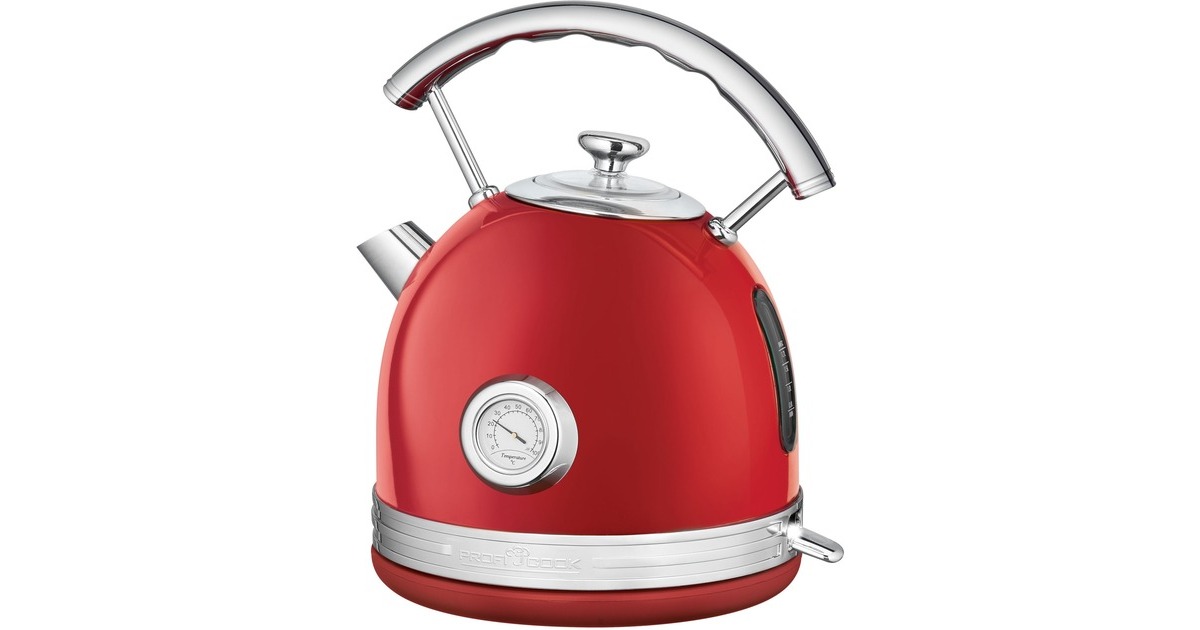 ProfiCook Vintage PC-WKS 1192, Wasserkocher(rot/chrom, 1,7 Liter)