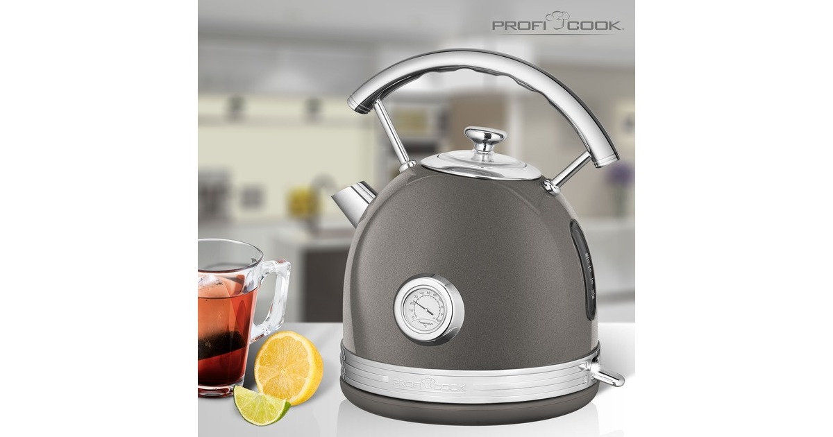 ProfiCook Vintage PC-WKS 1192, Wasserkocher(grau/chrom, 1,7 Liter)