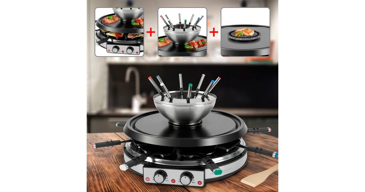 ProfiCook2in1 Raclette Grill & Fondueset PC RG/FD 1245(schwarz/silber)