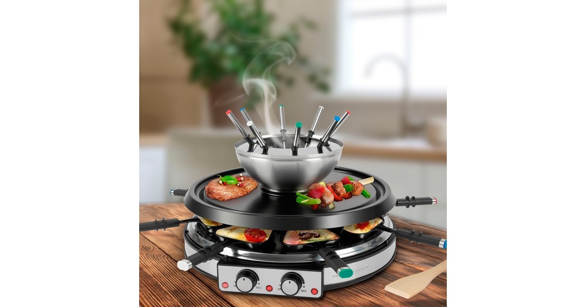 ProfiCook2in1 Raclette Grill & Fondueset PC RG/FD 1245(schwarz/silber)
