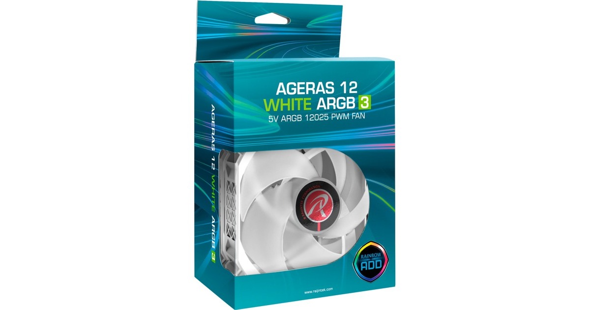 RAIJINTEK AGERAS 12 WHITE ARGB-3, Gehäuselüfter(weiß)