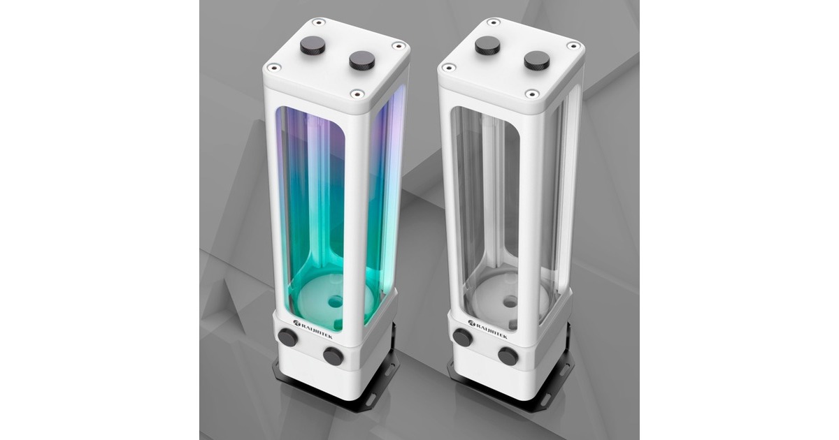 RAIJINTEK ANTILA D5 EVO RBW WHITE, Ausgleichsbehälter(schwarz/transparent, Reservoir/Pumpen Combo)