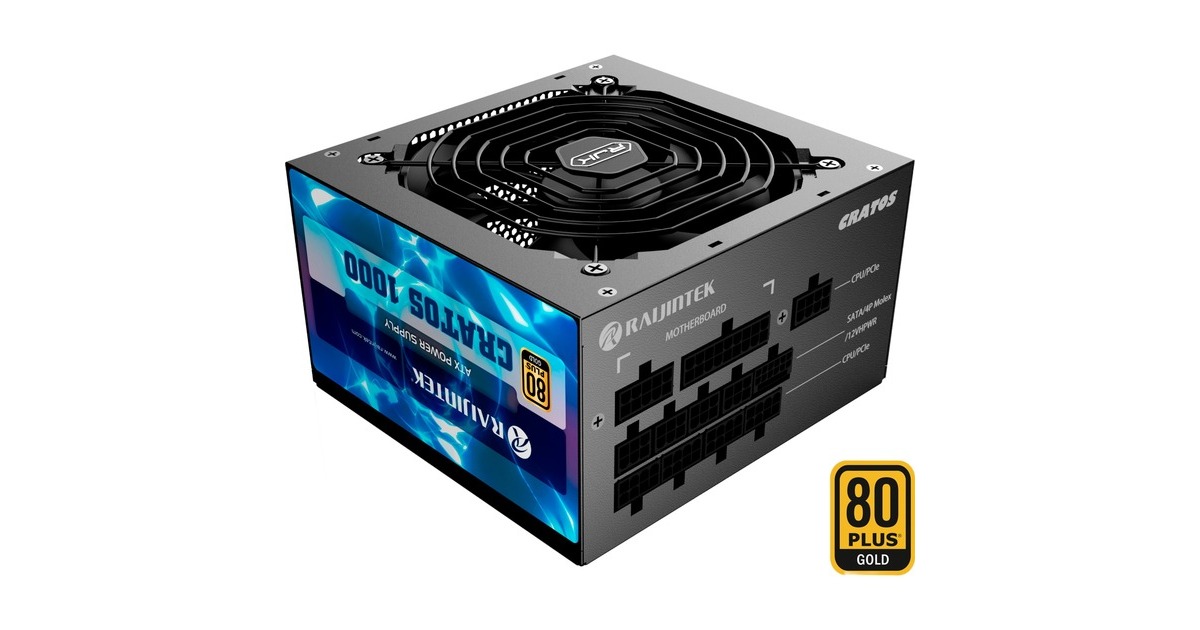RAIJINTEK CRATOS 1000 BLACK, PC-Netzteil(schwarz, Kabel-Management, 1000 Watt)