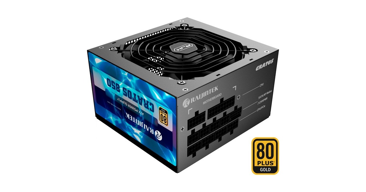 RAIJINTEK CRATOS 850 BLACK, PC-Netzteil(schwarz, Kabel-Management, 850 Watt)