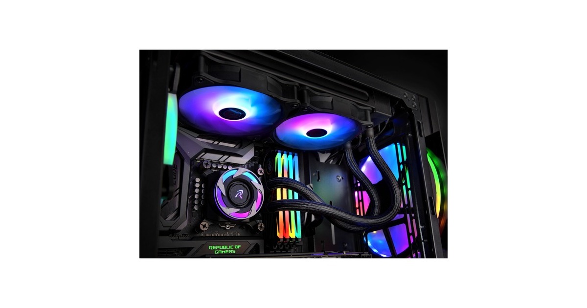 RAIJINTEK EOS 12 RBW ADD -2 120x120x25, Gehäuselüfter(schwarz/transparent, 2 Stück, inkl. 8-Port Hub, Fernbedienung)