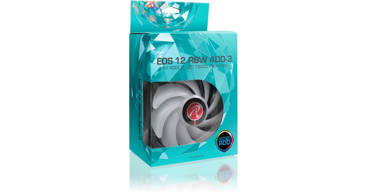 RAIJINTEK EOS 12 RBW ADD -3 120x120x25, Gehäuselüfter(schwarz/transparent, 3 Stück,inkl. ARGB-Hub und Fernbedienung)