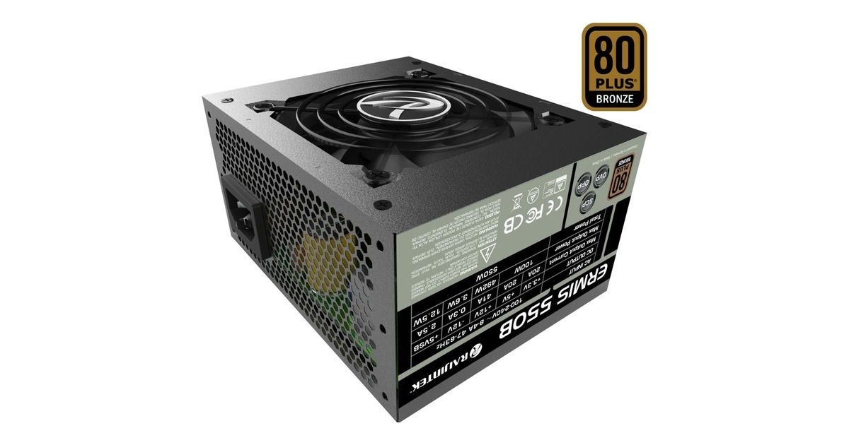 RAIJINTEK ERMIS 550B 550W, PC-Netzteil(schwarz, 2x PCIe, 550 Watt) RAIJINTEK ERMIS 550B 550W, PC-Netzteil(schwarz, 2x PCIe, 550 Watt)