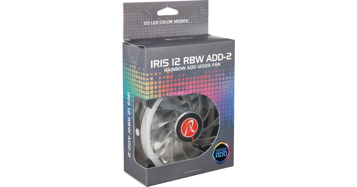 RAIJINTEK IRIS 12 RBW ADD-2, Gehäuselüfter(schwarz, 2 Lüfter, Controller und Fernbedienung)