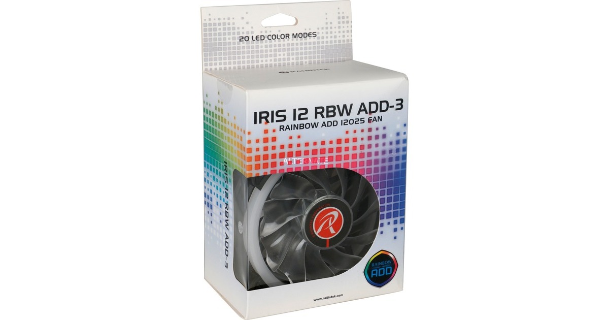 RAIJINTEK IRIS 12 RBW ADD-3, Gehäuselüfter(schwarz, 3 Lüfter, Controller und Fernbedienung)
