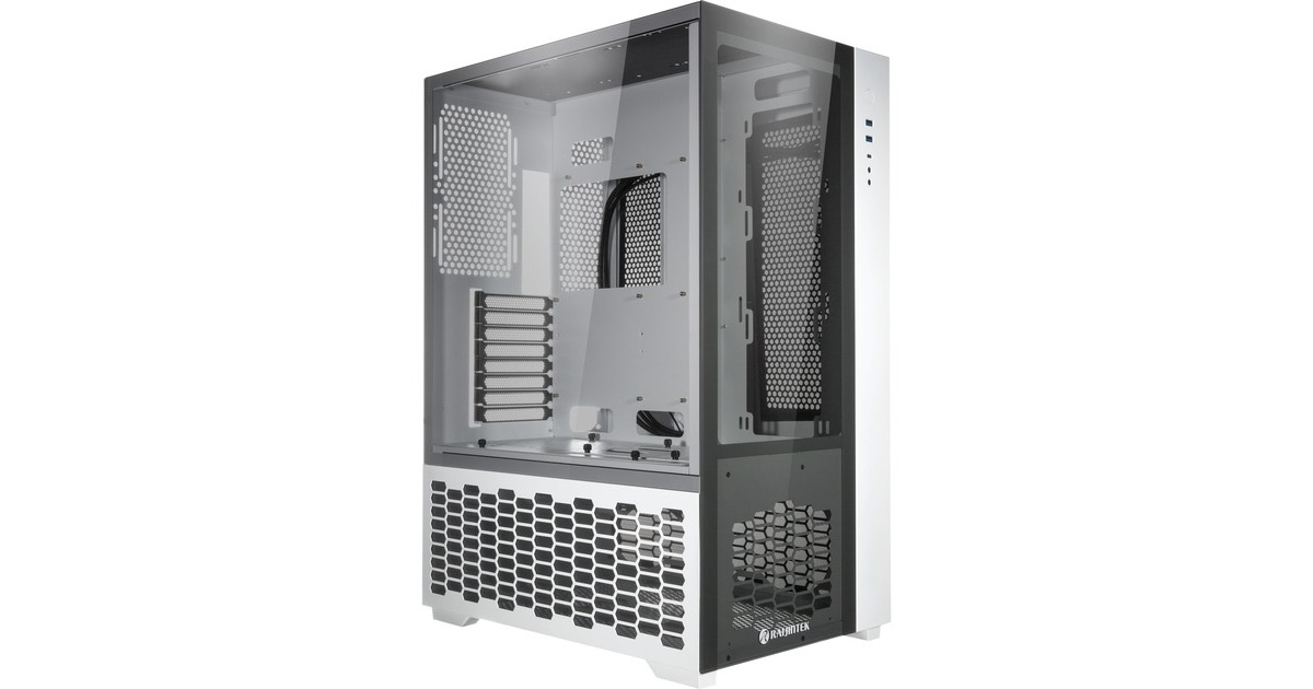 RAIJINTEK PAEAN PREMIUM, Tower-Gehäuse(weiß, Seitenteil aus Tempered Glass)